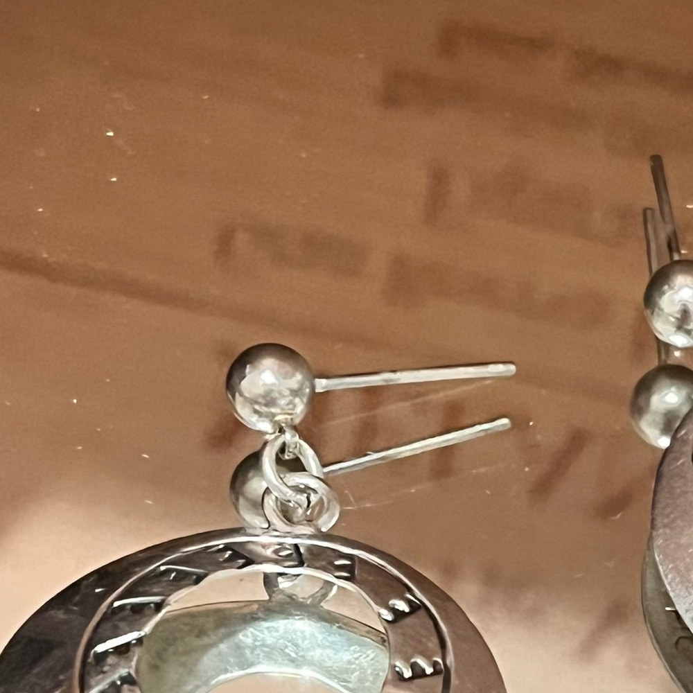 Vintage Solid Sterling Silver Circular Post Earri… - image 2